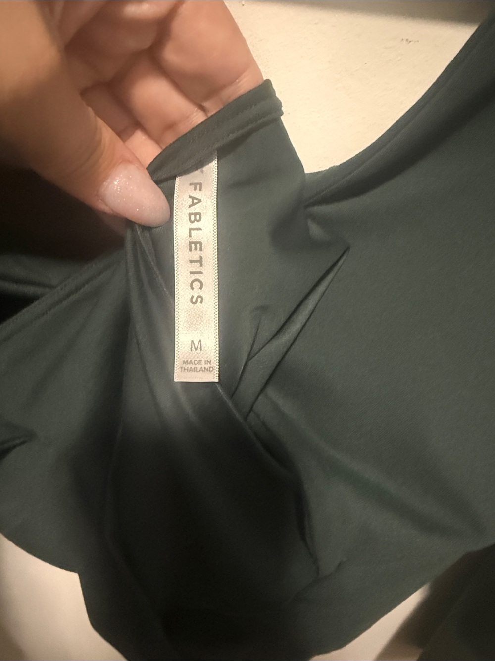Fabletics Dark Green Scoop-Neck Long Sleeve Crop Top - Picture 3 of 3